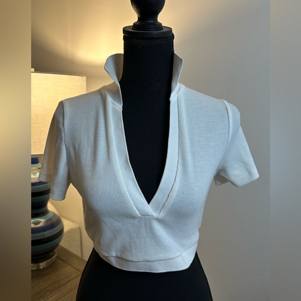 SHEIN White Ribbed Crop Top - Size M
